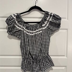 Chic Black and White Gingham Blouse